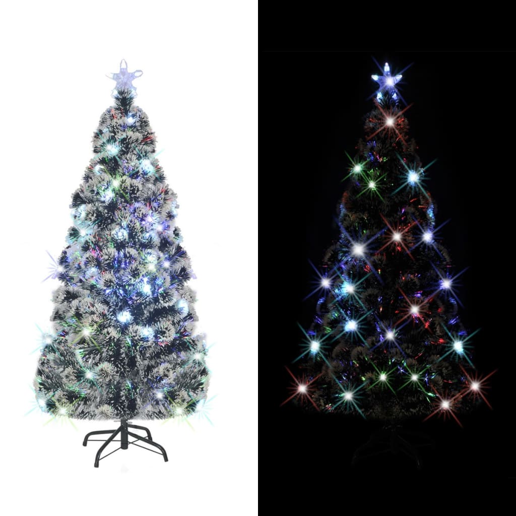 Vidaxl voorverlichte kerstboom met standaard en led 180 cm glasvezel