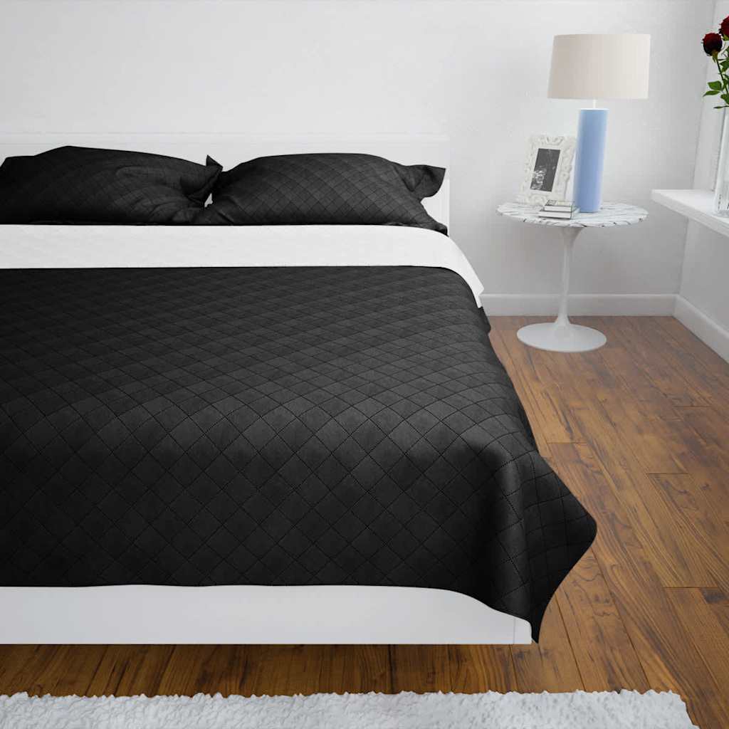 Vidaxl bedsprei gewatteerd dubbelzijdig 220x240 cm zwart wit