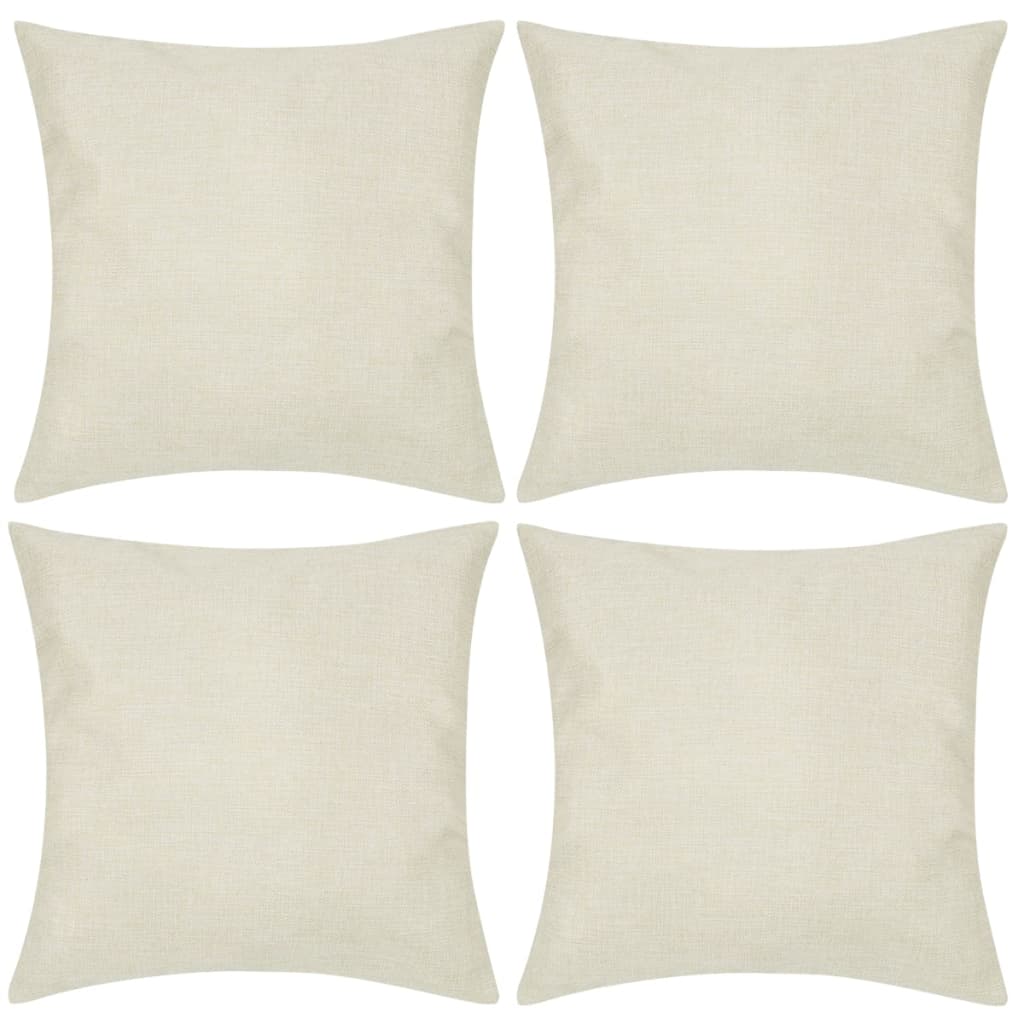 VidaXL Kussenhoezen linnenlook 80 x 80 cm beige 4 stuks