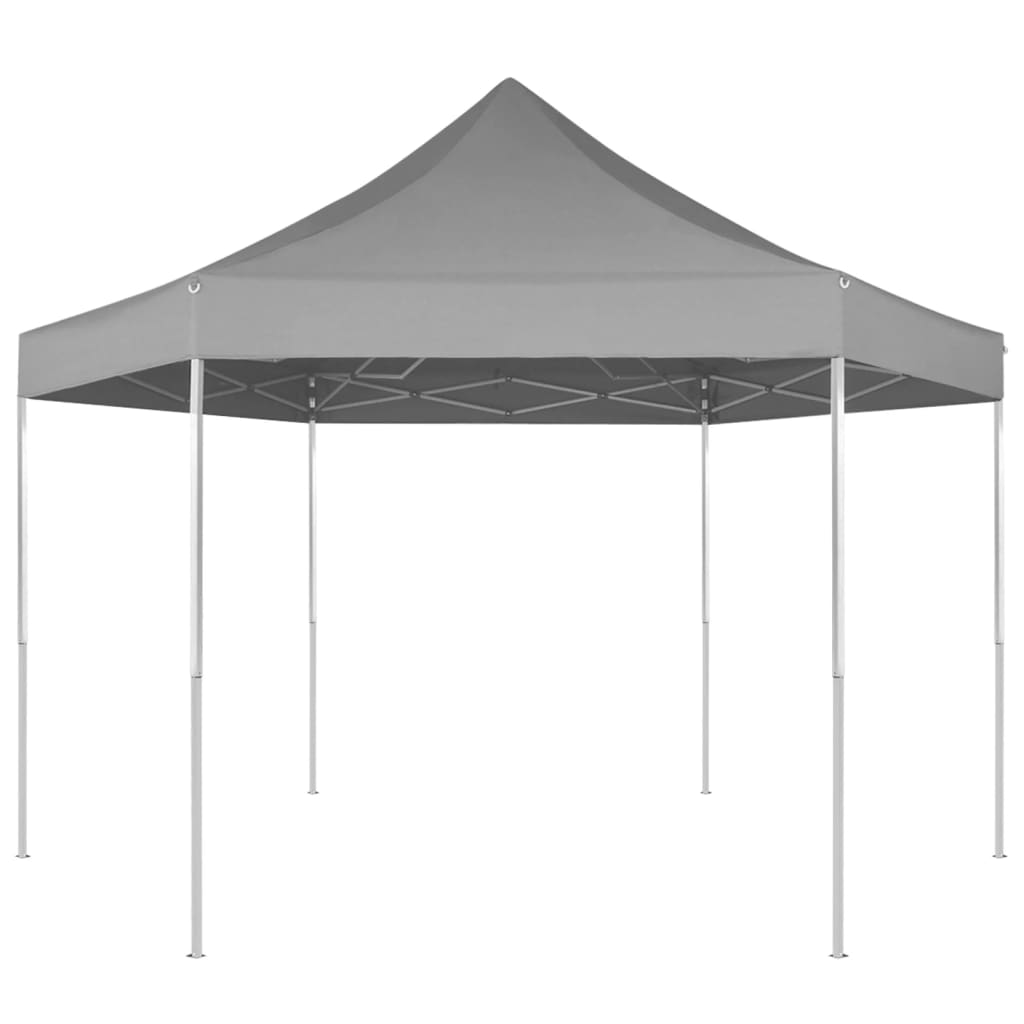 Vidaxl partytent pop-up zeshoekig inklapbaar 3,6x3,1m grijs