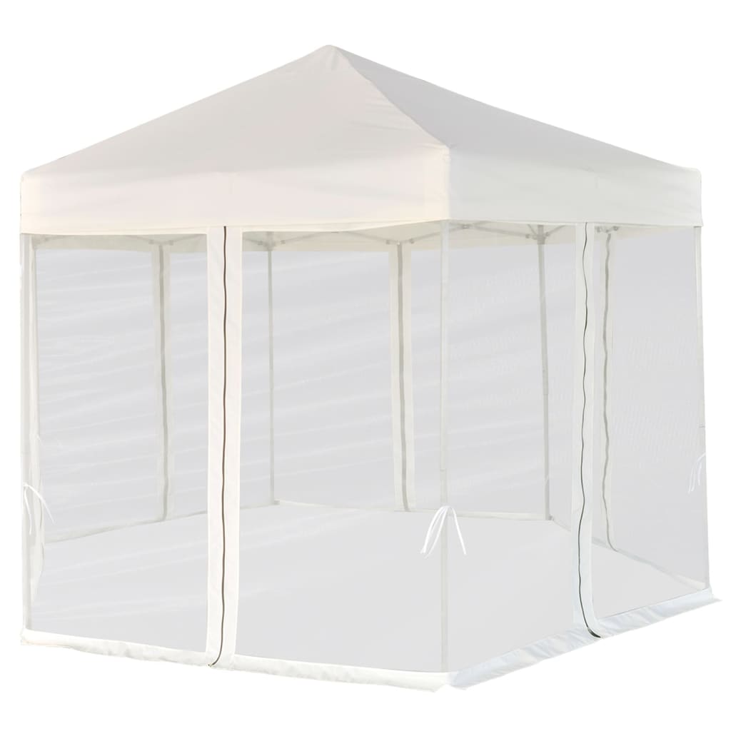 Vidaxl partytent pop-up zeshoekig met 6 zijwanden 3,6x3,1m crèmewit