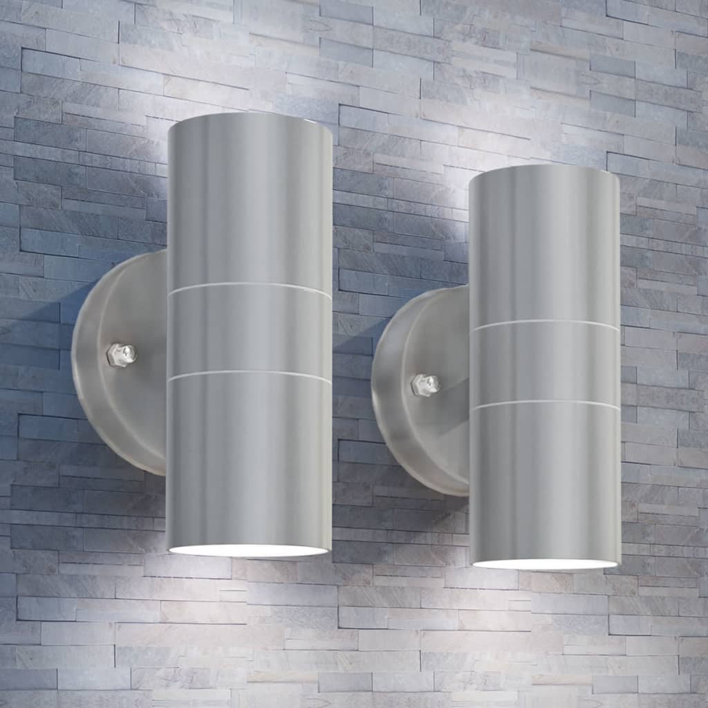Vidaxl led-wandlamp buiten op- neerwaarts RVS 2 st