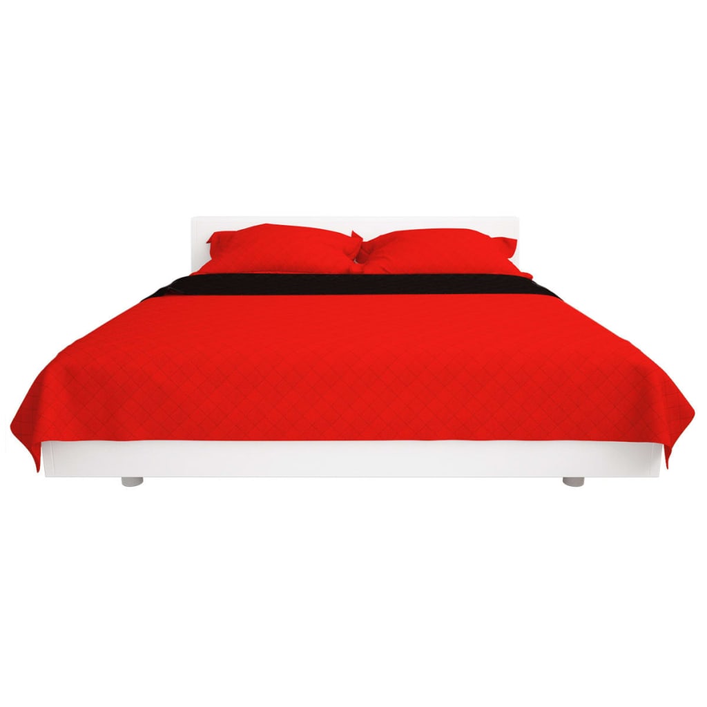 Vidaxl dubbelzijdige dekbed bedsprei rood en zwart 220x240 cm