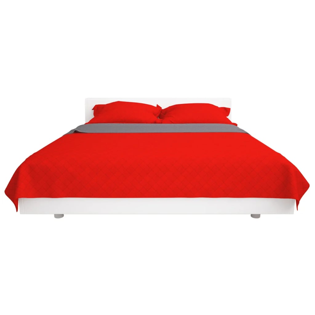 Vidaxl dubbelzijdige dekbed bedsprei rood en grijs 230x260 cm