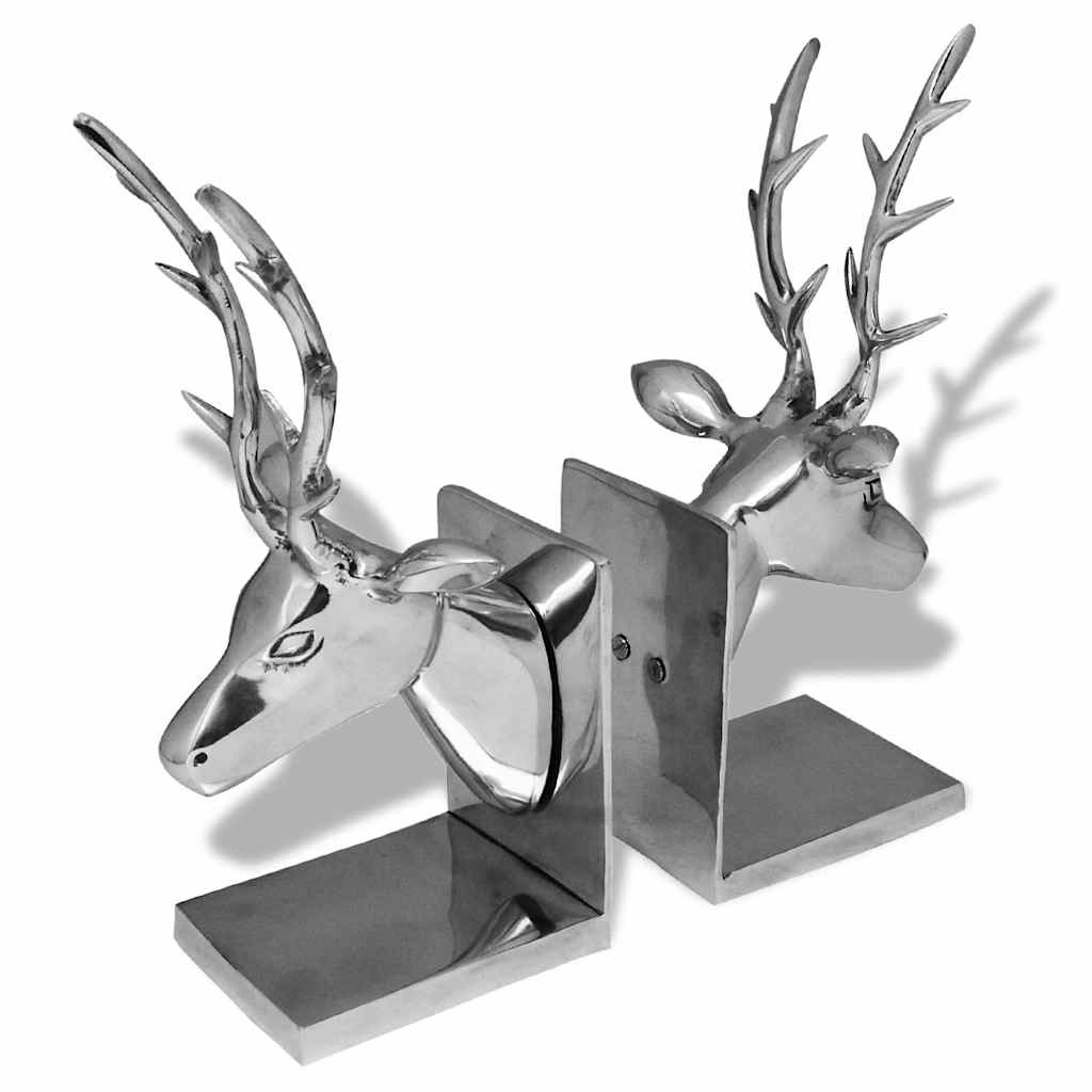 Vidaxl boekensteunen herten 2 stuks aluminium zilver