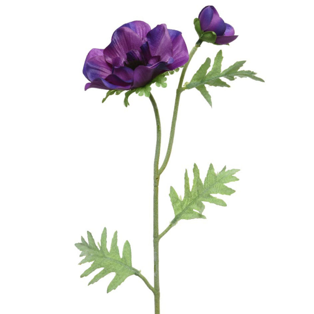 Basis kunstbloem paarse anemoon 41 cm