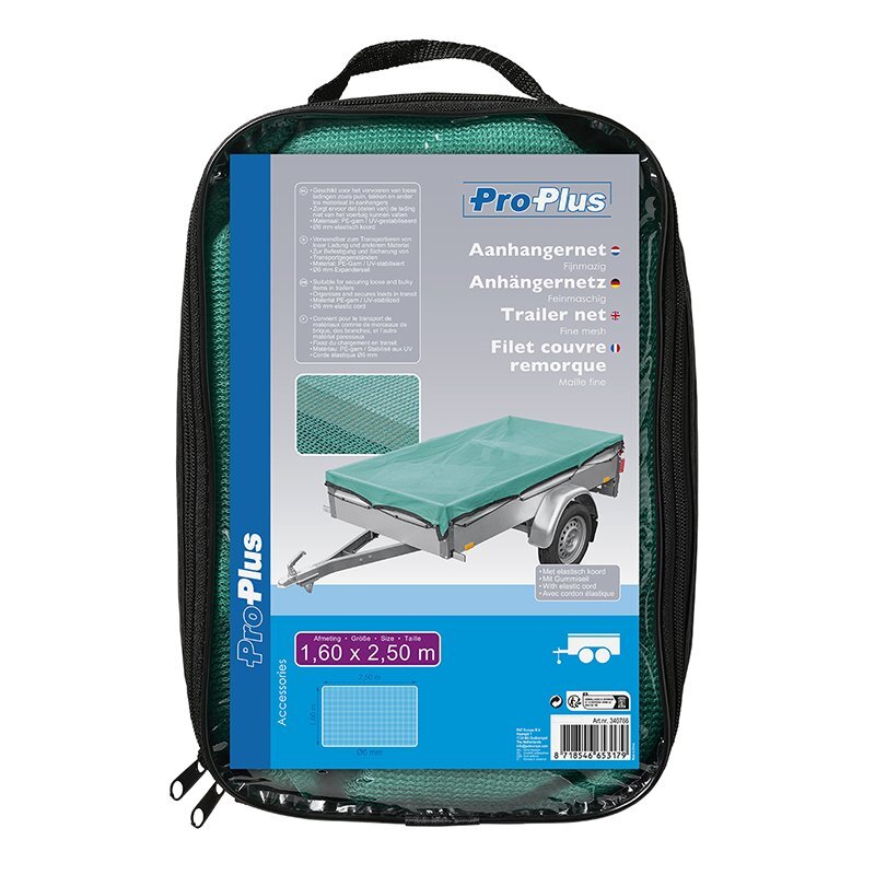 Proplus aanhangernet fijnmazig 1,60x2,50m met elastisch koord