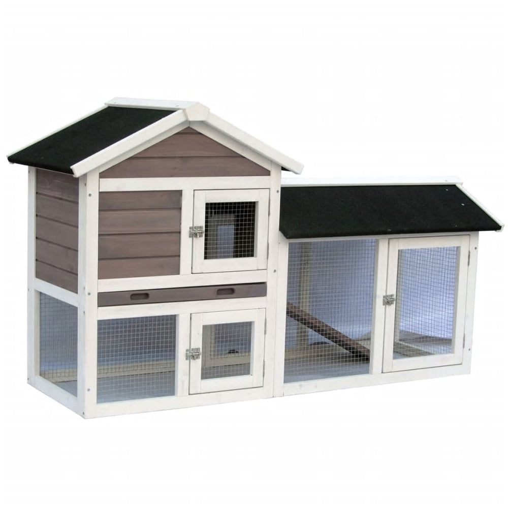 @pet konijnenhok avoriaz 147x53x85 cm wit en bruin 20098