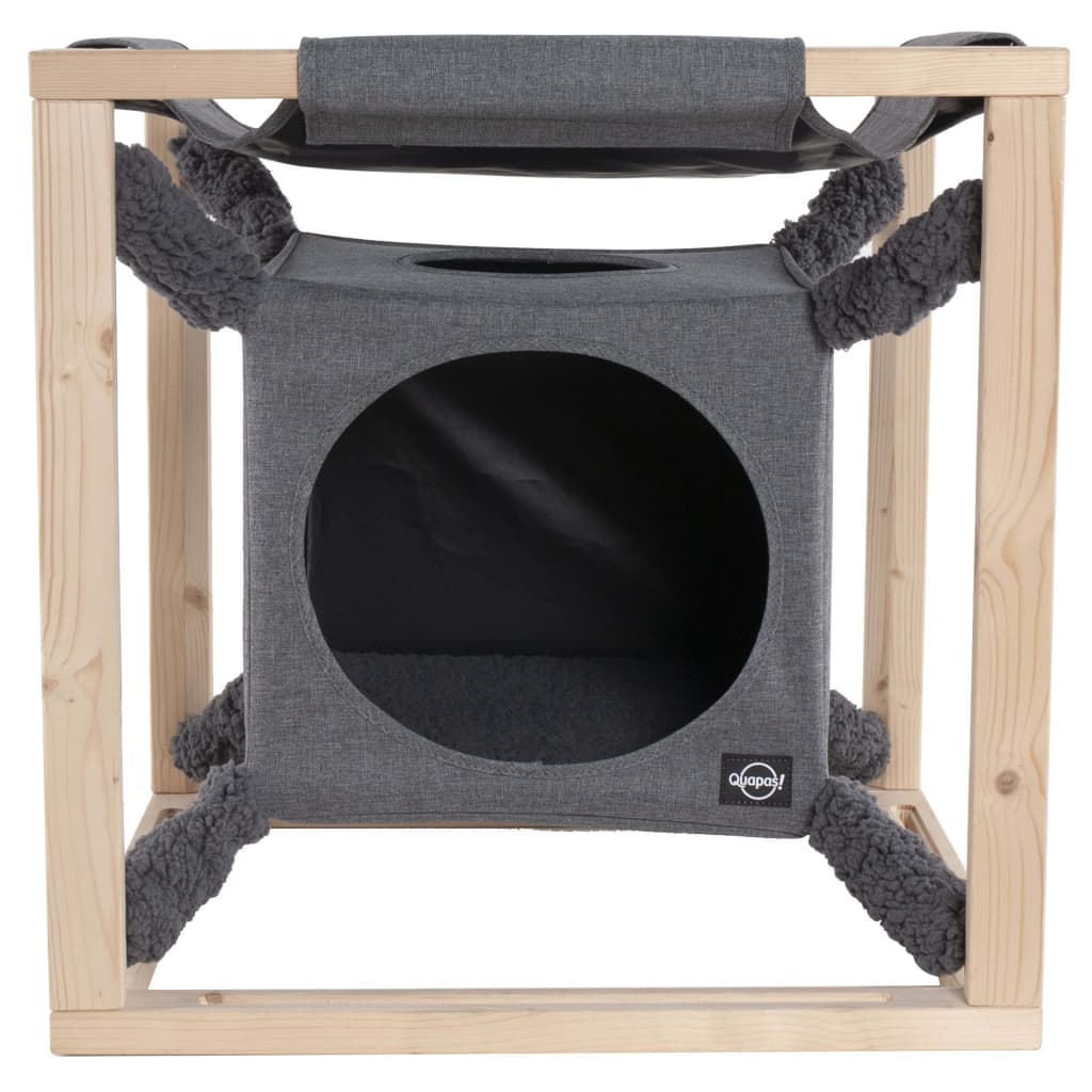 Quapa's! kattenbed met hangmat catcube m 54x54x54 cm grijs