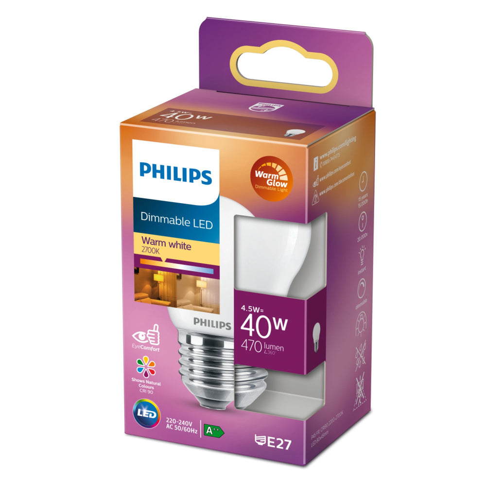 Philips dimbare led klassieke kaarslamp 40w e27 warm wit