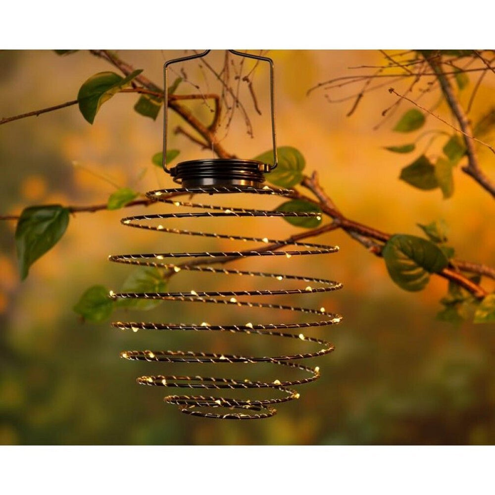 Lumineo solar led hanglamp 16 cm ijzerdraad zwart wit