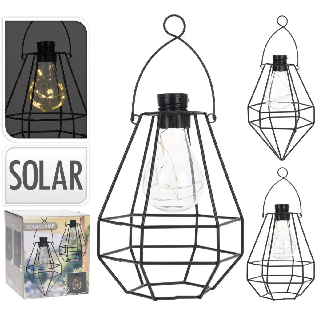 Basic solarlamp led draadlantaarn zwart assorti