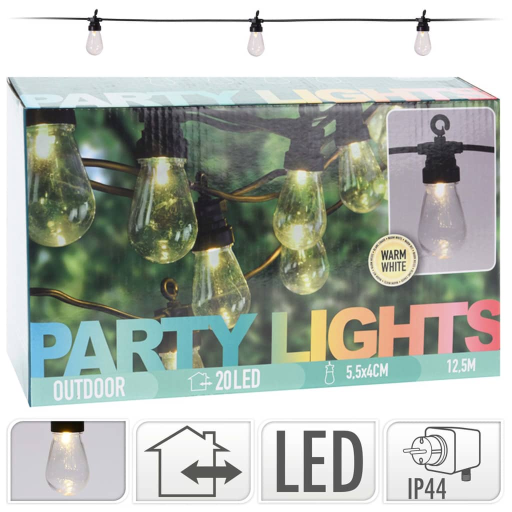 Basic buiten feestverlichting 12,5 m 20 led-lampen warm wit
