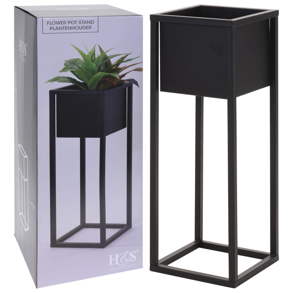 HS Collection HS Collection Bloempot op standaard 60 cm metaal zwart