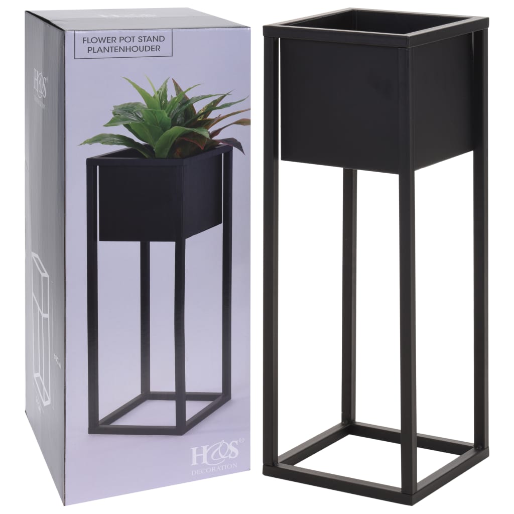 HS Collection HS Collection Bloempot op standaard 60 cm metaal zwart