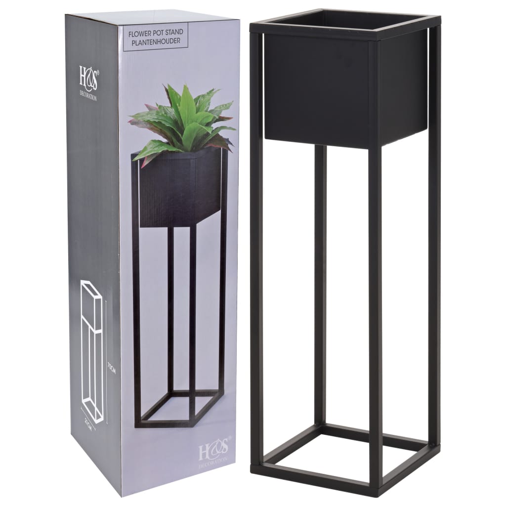 HS Collection HS Collection Bloempot op standaard 70 cm metaal zwart