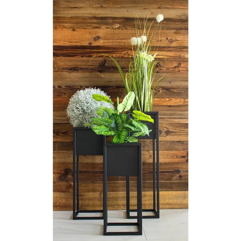HS Collection HS Collection Bloempot op standaard 70 cm metaal zwart