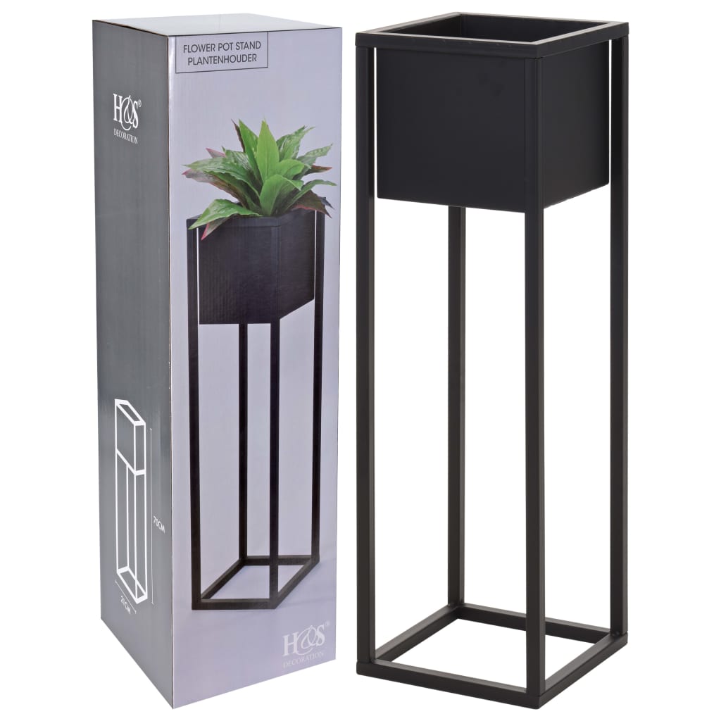 HS Collection HS Collection Bloempot op standaard 70 cm metaal zwart