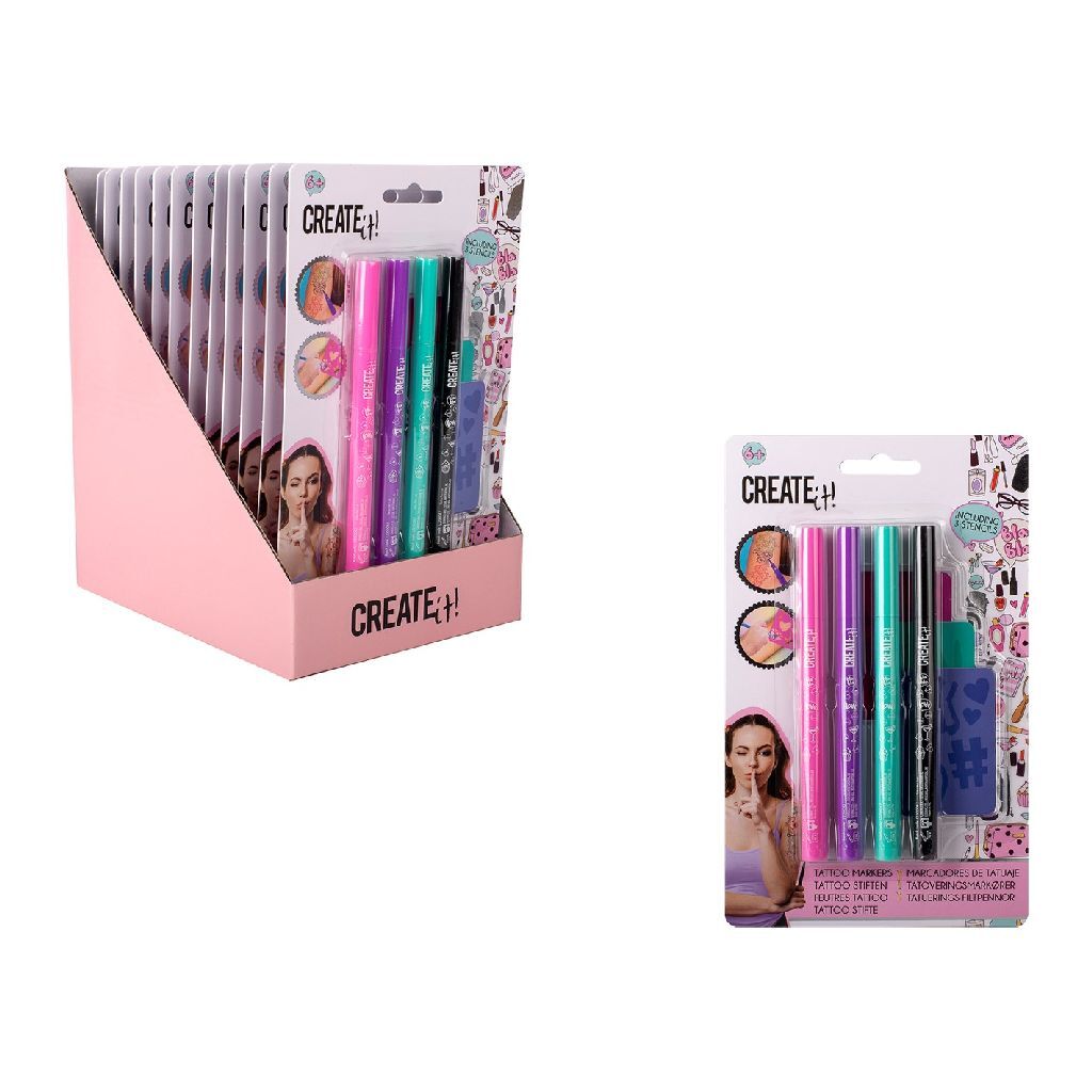 Canenco Beauty Tattoo Pen met sjablonen, 4 stuks.