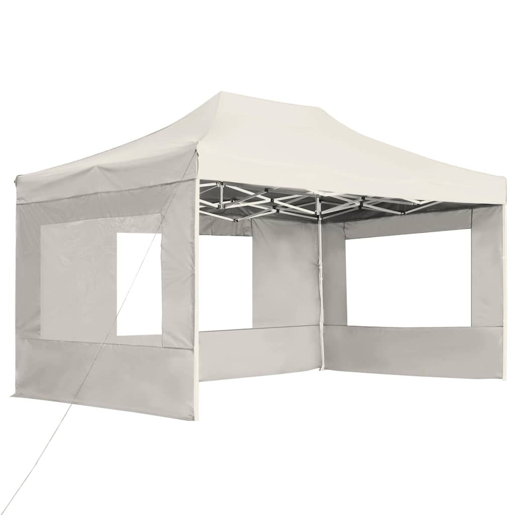 Vidaxl partytent inklapbaar met wanden 4,5x3m aluminium crème