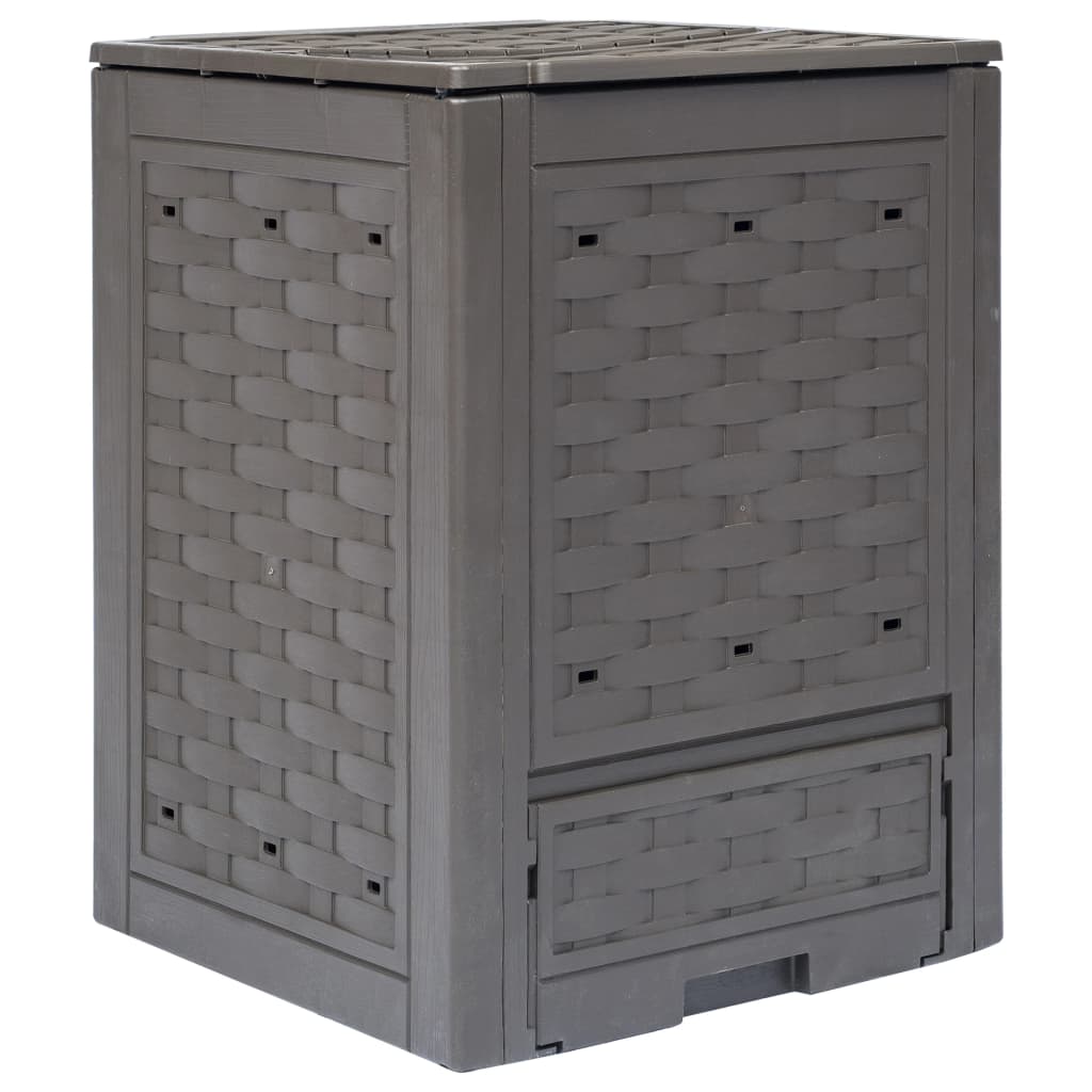 Vidaxl compostbak 300 l 60x60x83 cm kunststof rotan bruin