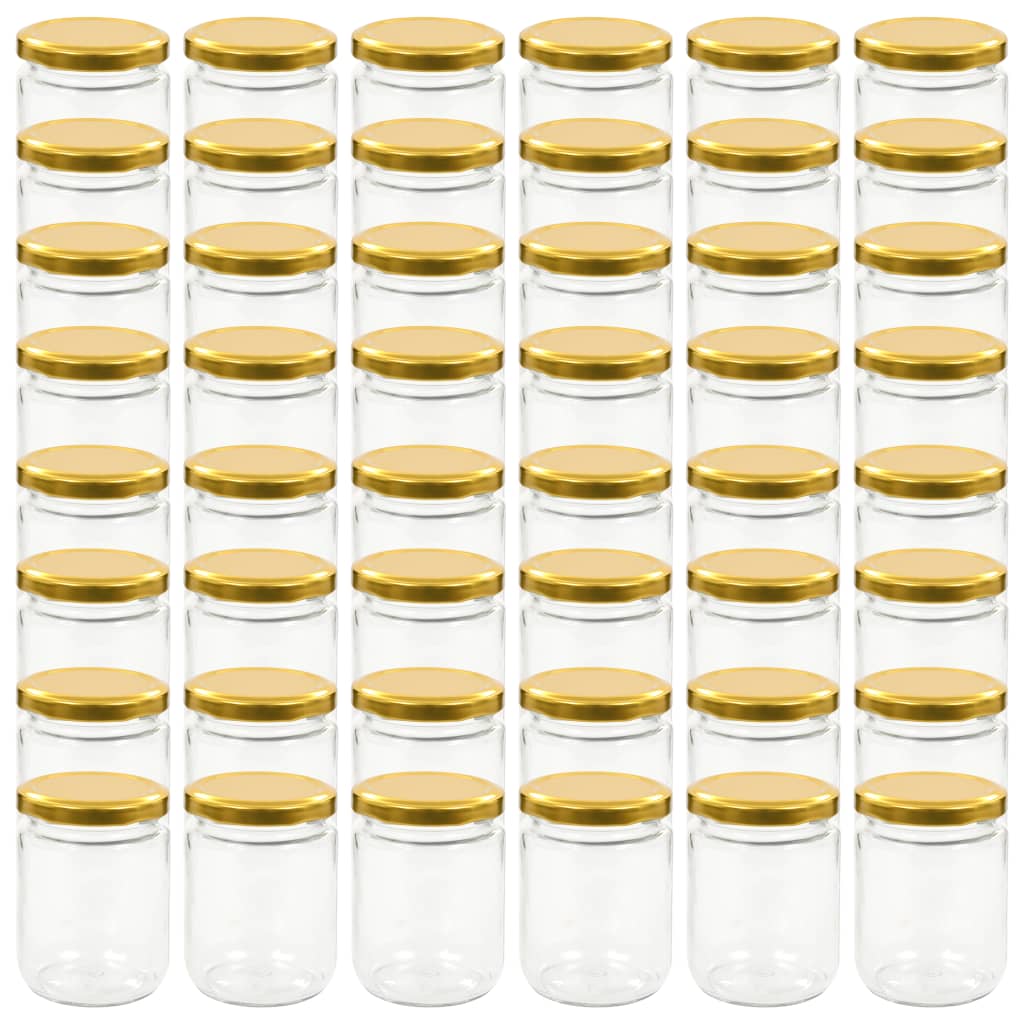 Vidaxl jampotten met goudkleurige deksels 48 st 230 ml glas