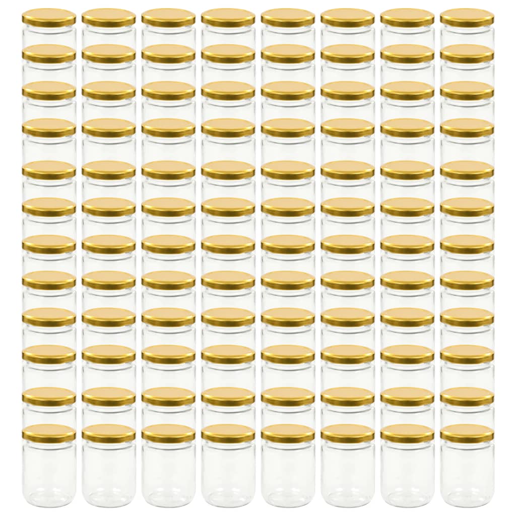Vidaxl jampotten met goudkleurige deksels 96 st 230 ml glas