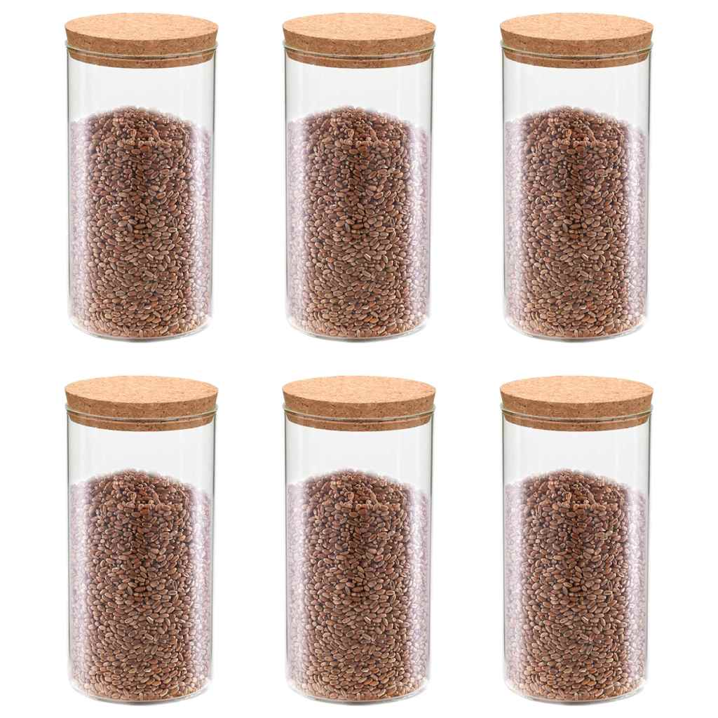 Vidaxl opbergpotten met kurken deksel 6 st 1100 ml glas