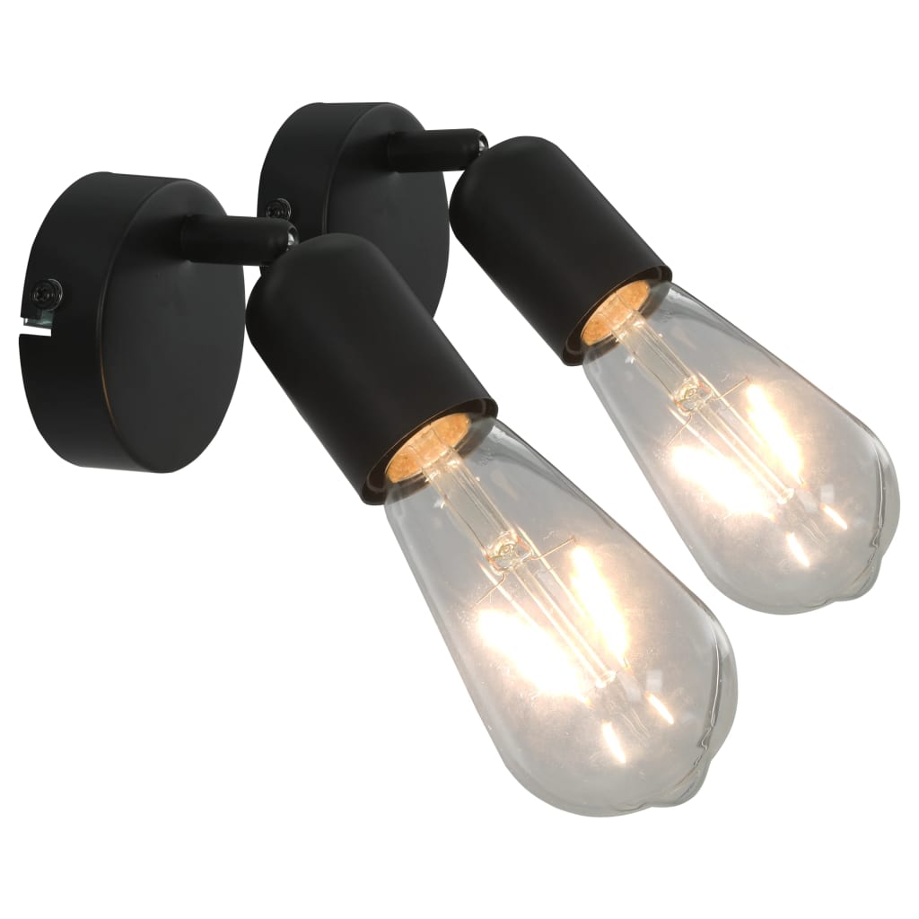 Vidaxl spots 2 st met filament peren 2 w e27 zwart