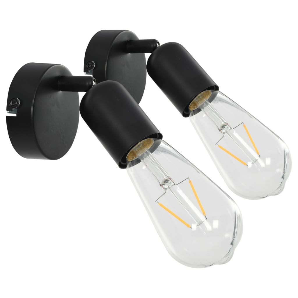 Vidaxl spots 2 st met filament peren 2 w e27 zwart