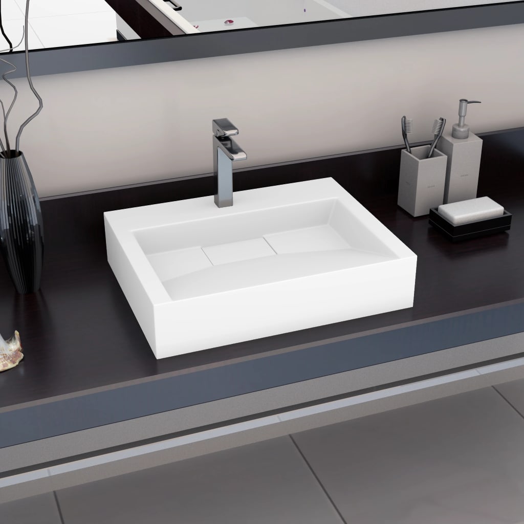 Vidaxl wastafel 60x38x11 cm mineraal gewonnen marmer wit