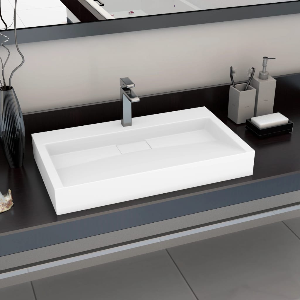 Vidaxl wastafel 80x46x11 cm mineraal gewonnen marmer wit