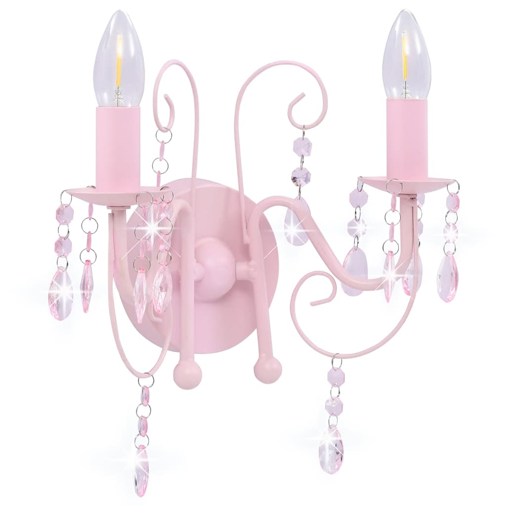 Vidaxl wandlamp met kralen 2 x e14 roze