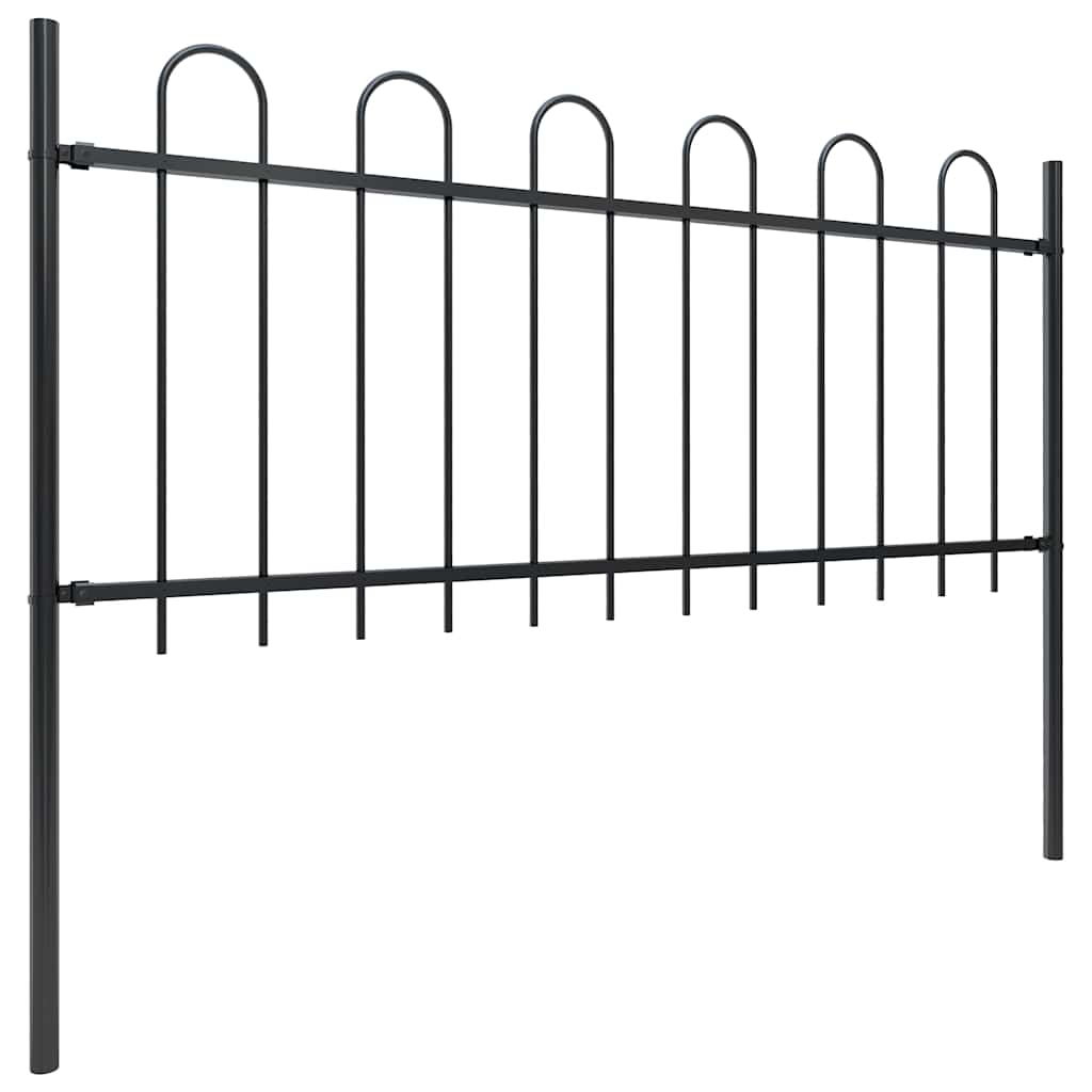 Vidaxl tuinhek met ringtop staal 181x100 cm zwart
