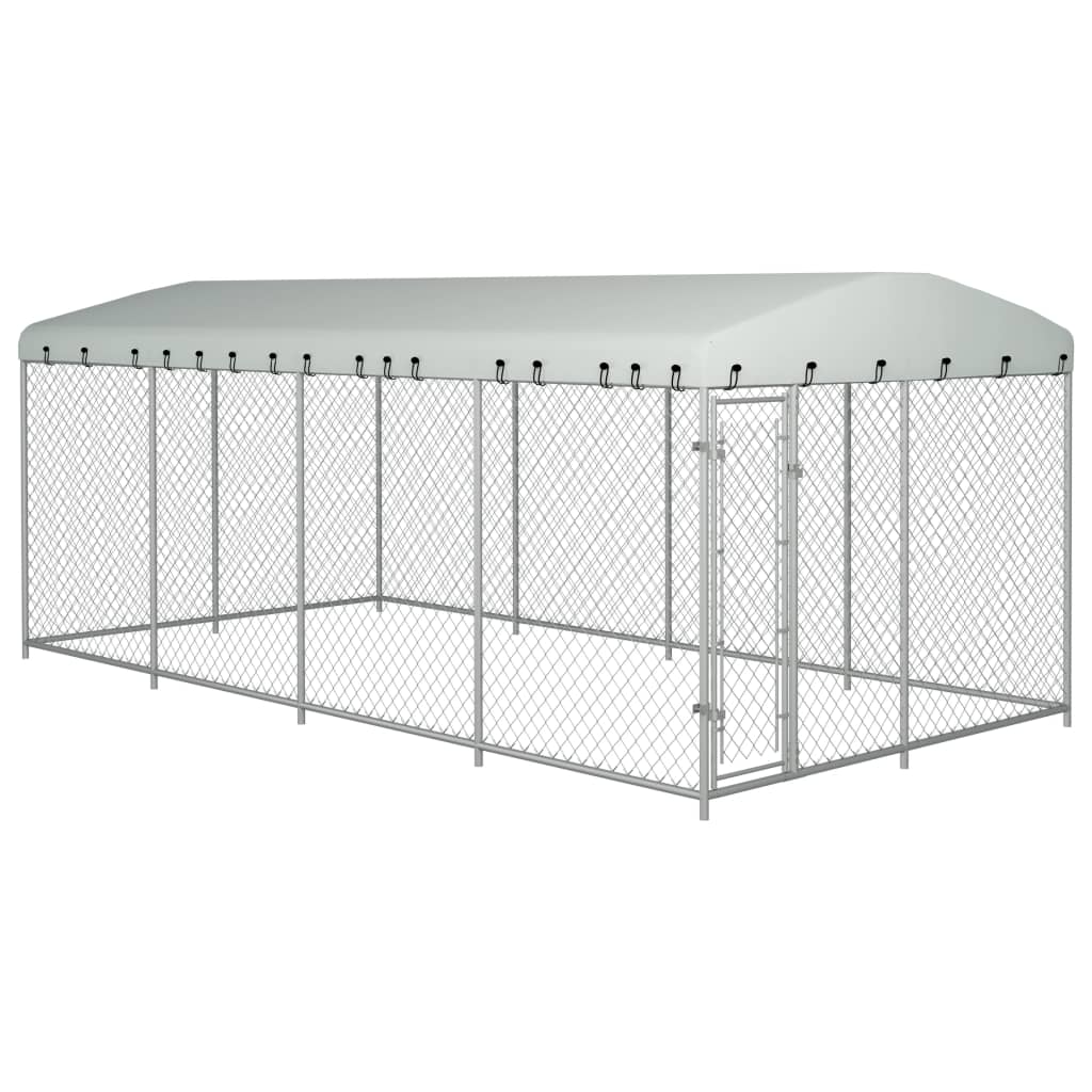 VidaXL Hondenkennel voor buiten met dak 7,6x3,8x2,3m