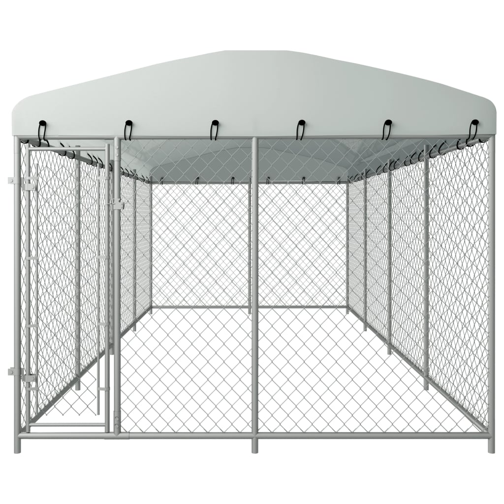 VidaXL Hondenkennel voor buiten met dak 7,6x3,8x2,3m