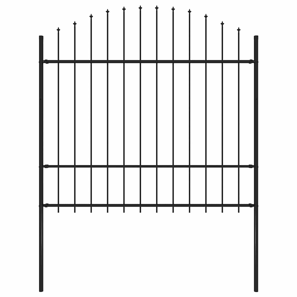 VidaXL Tuinhek met speren bovenkant (1,5-1,75)x1,7m staal zwart