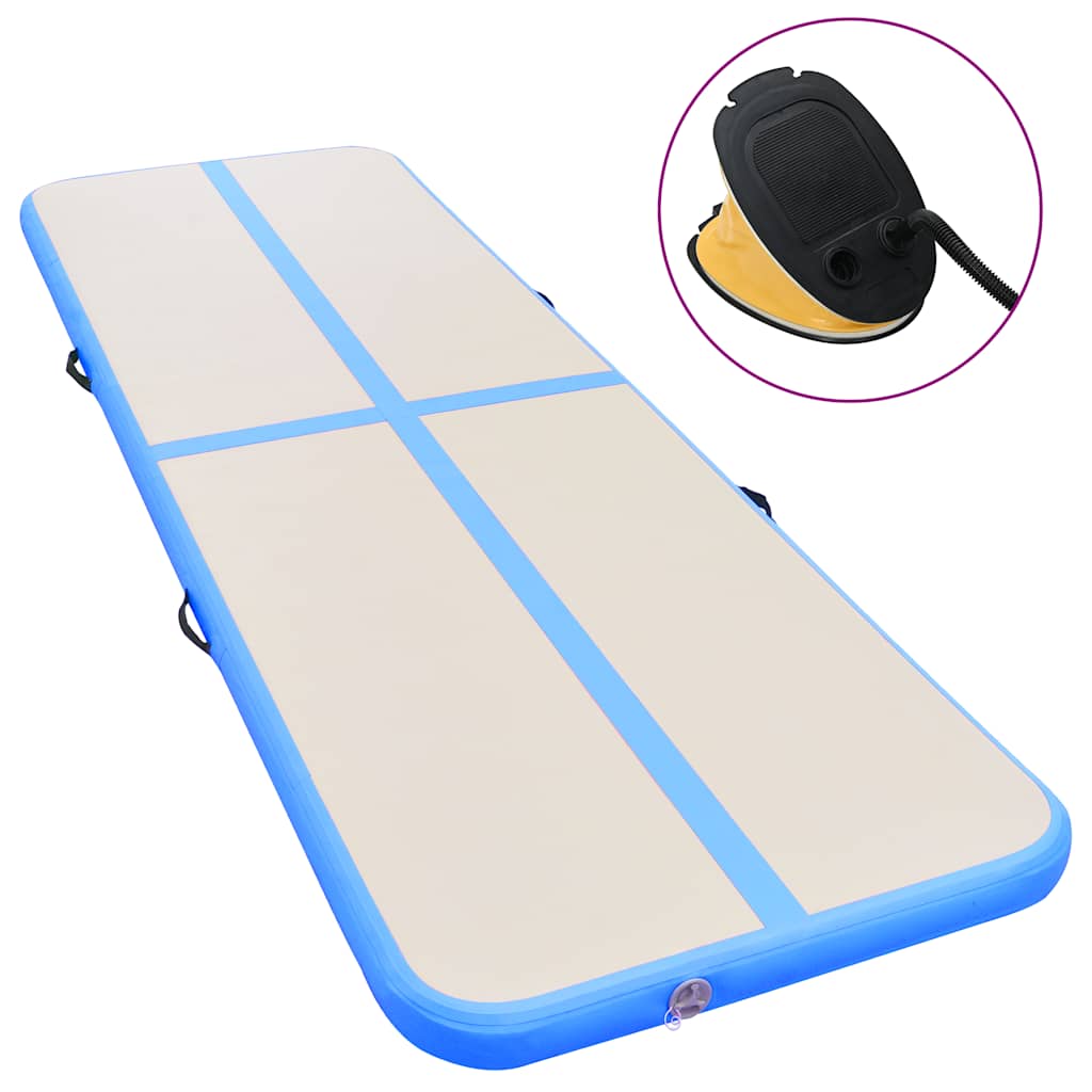 Vidaxl gymnastiekmat met pomp opblaasbaar 300x100x10 cm pvc blauw