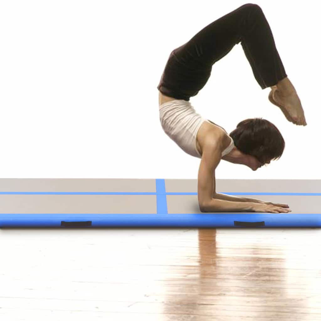 Vidaxl gymnastiekmat met pomp opblaasbaar 300x100x10 cm pvc blauw