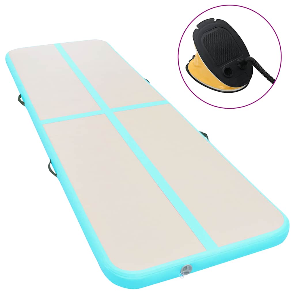 Vidaxl gymnastiekmat met pomp opblaasbaar 800x100x10 cm pvc groen
