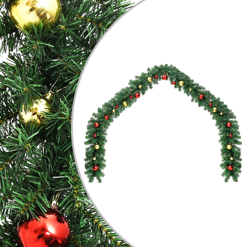 VidaXL Kerstslinger versierd met kerstballen 5m