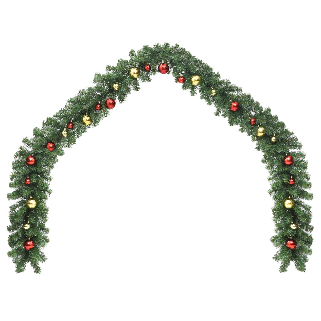 VidaXL Kerstslinger versierd met kerstballen 5m