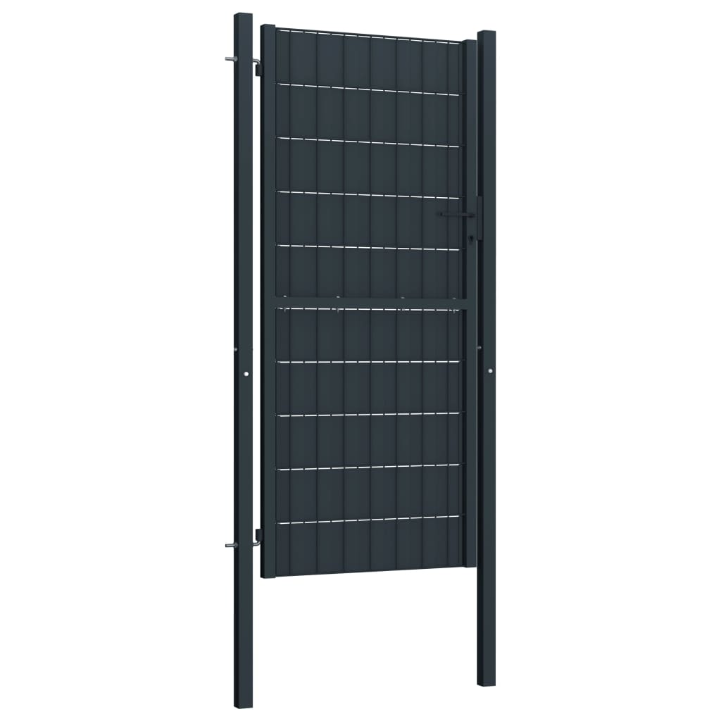 VidaXL Poort 100x204 cm PVC en staal antracietkleurig