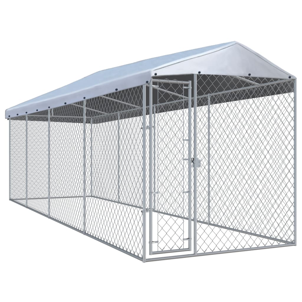 VidaXL Hondenkennel voor buiten met dak 760x190x225m