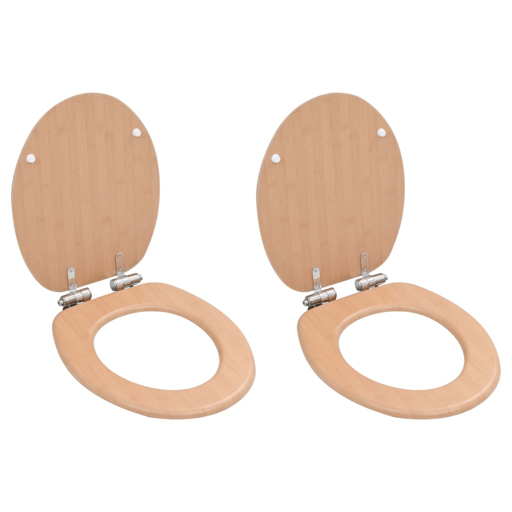 VidaXL Toiletbrillen 2 st met softclose deksels MDF bamboeontwerp