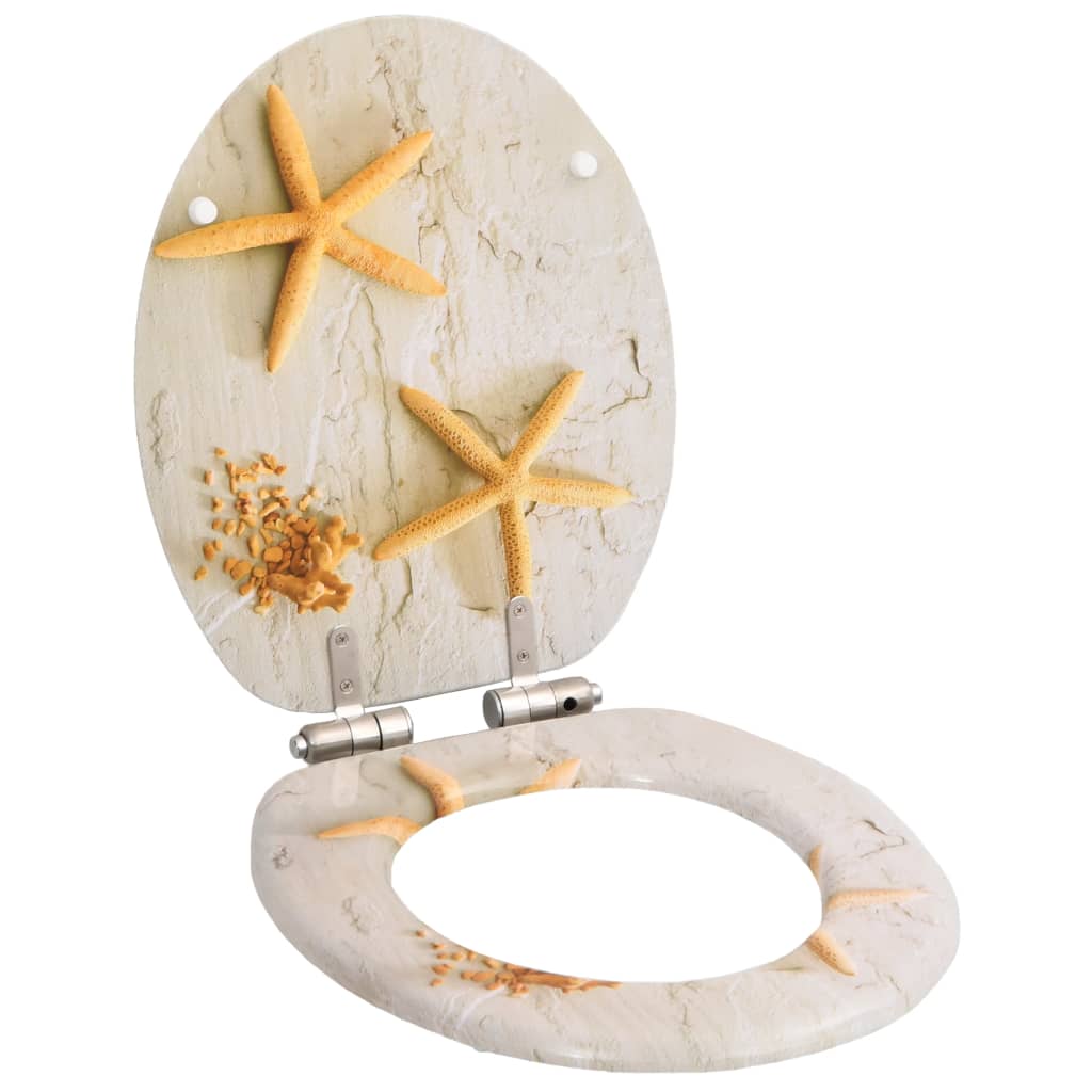 VidaXL Toiletbrillen 2 st met softclose deksels MDF zeesterontwerp