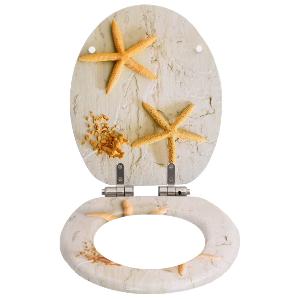 VidaXL Toiletbrillen 2 st met softclose deksels MDF zeesterontwerp