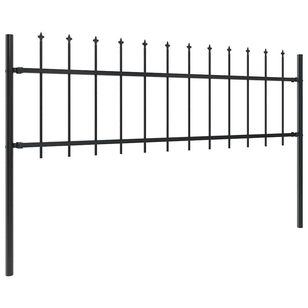 Vidaxl tuinhek met speerpunt staal 892,5x60 cm zwart