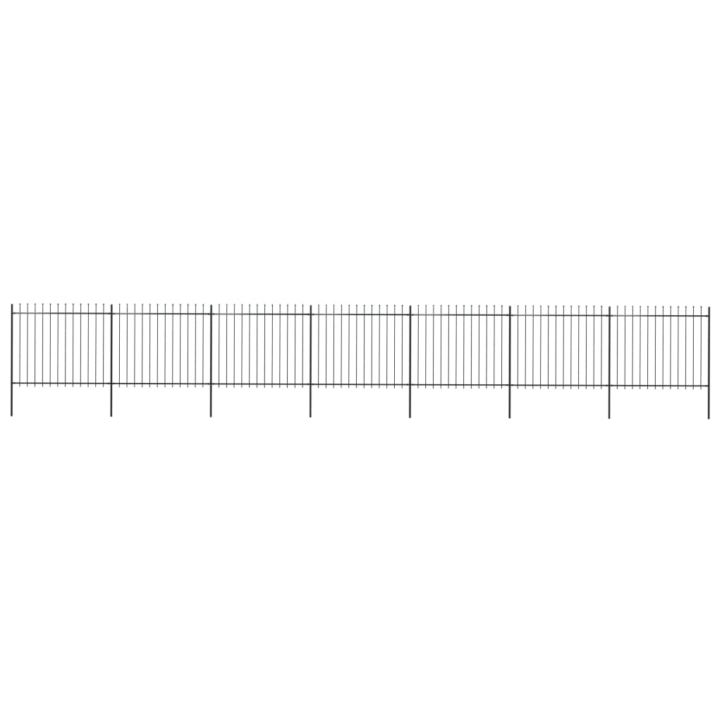 VidaXL Tuinhek met speren bovenkant 11,9x1,5m staal zwart