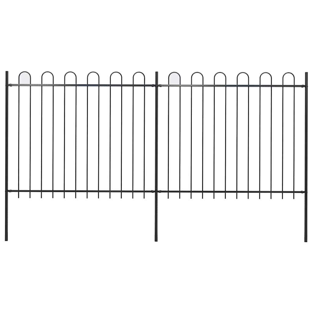 Vidaxl tuinhek met ringtop staal 359x150 cm zwart